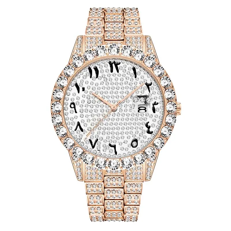 2643A-3 MissFox арабские цифры мужские s часы лучший бренд класса люкс rolexable_часы мужские 18 К золото большой алмаз Xfcs классические мужские часы со льдом - Цвет: 2643A-3