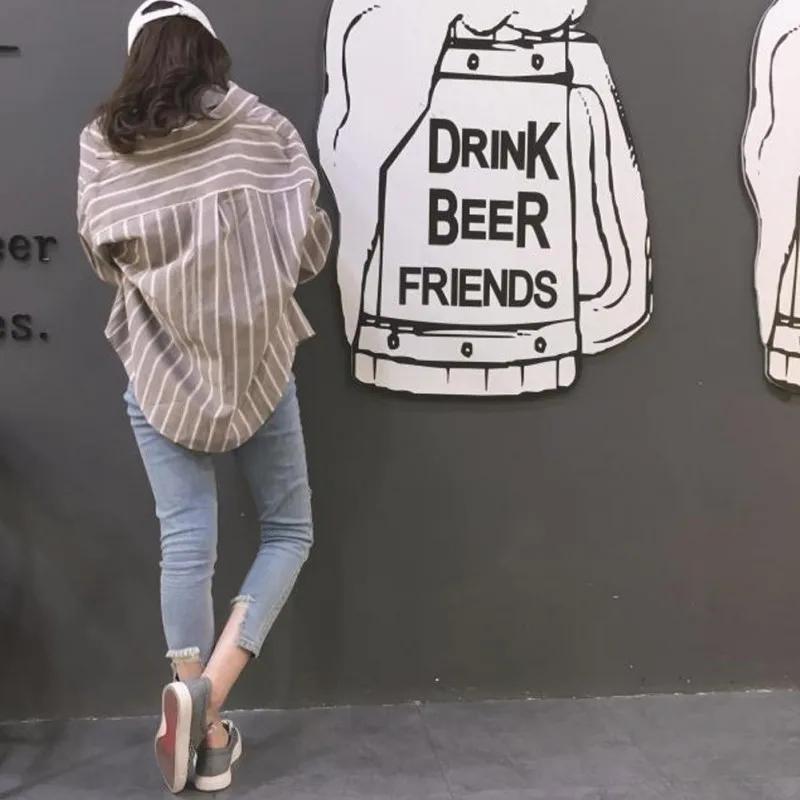 

Women Long Sleeve Striped Blouse Autumn Shirt Female Loose Blusas Femme Casual Ladies Office Top Fall Clothes