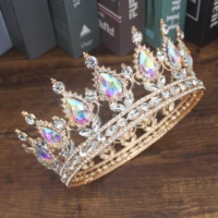 bride royal crystal ab queen king tiaras and crowns bridal pageant diadem head ornament wedding hair jewelry accessories gifts