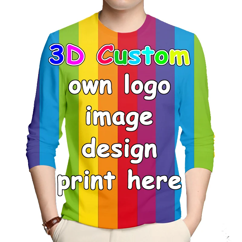 

IFPD Customized Long Sleeve T Shirts EU/US Size Sumer Tops Women/men Custom Picture Your Own Design Print 3D T-shirt Casual Tees