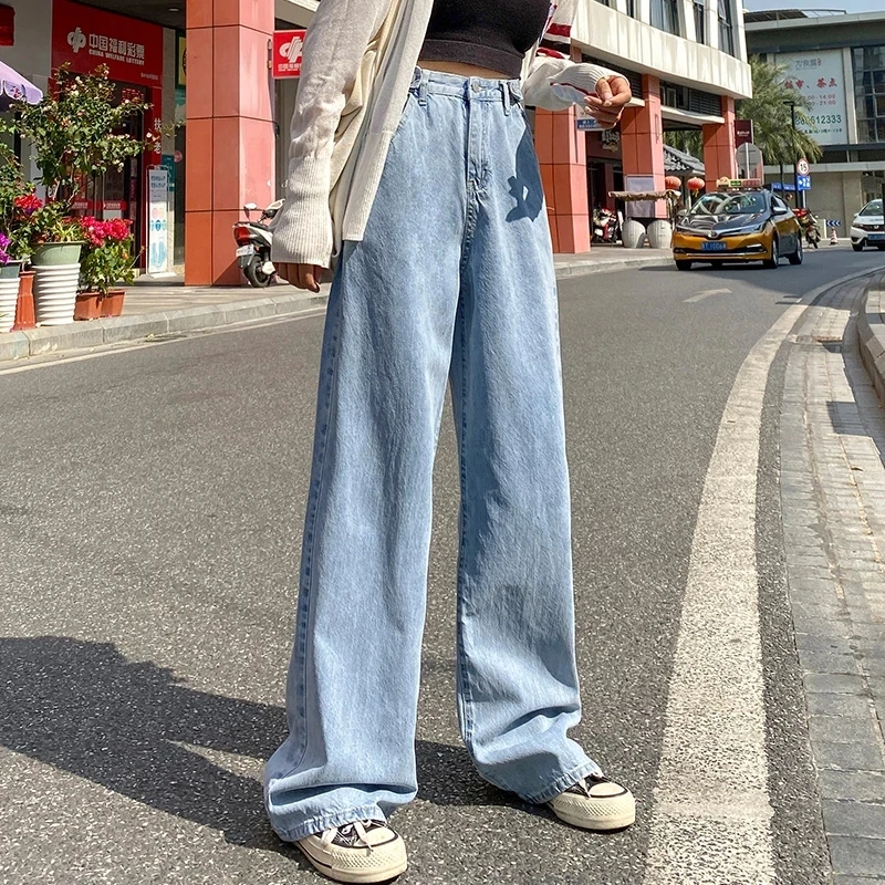 

Woman Jeans High Waist Clothes Wide Leg Denim Clothing Blue Streetwear Vintage Quality 2020 Fashion Harajuku Straight Pants