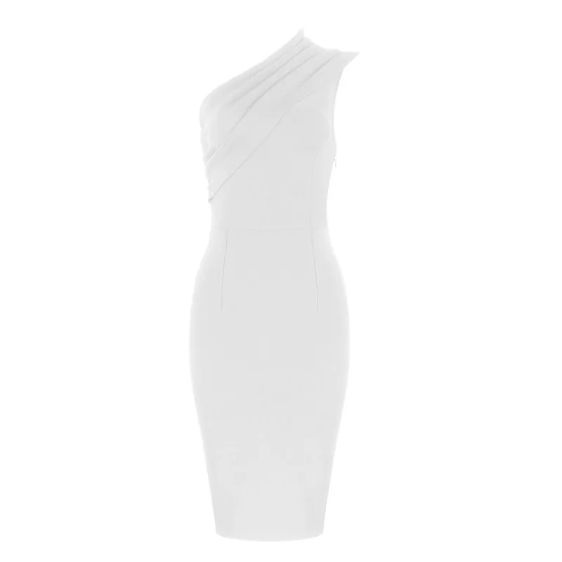 

New style single shoulder slant collar double collar personalized fashion evening dress sexy dress