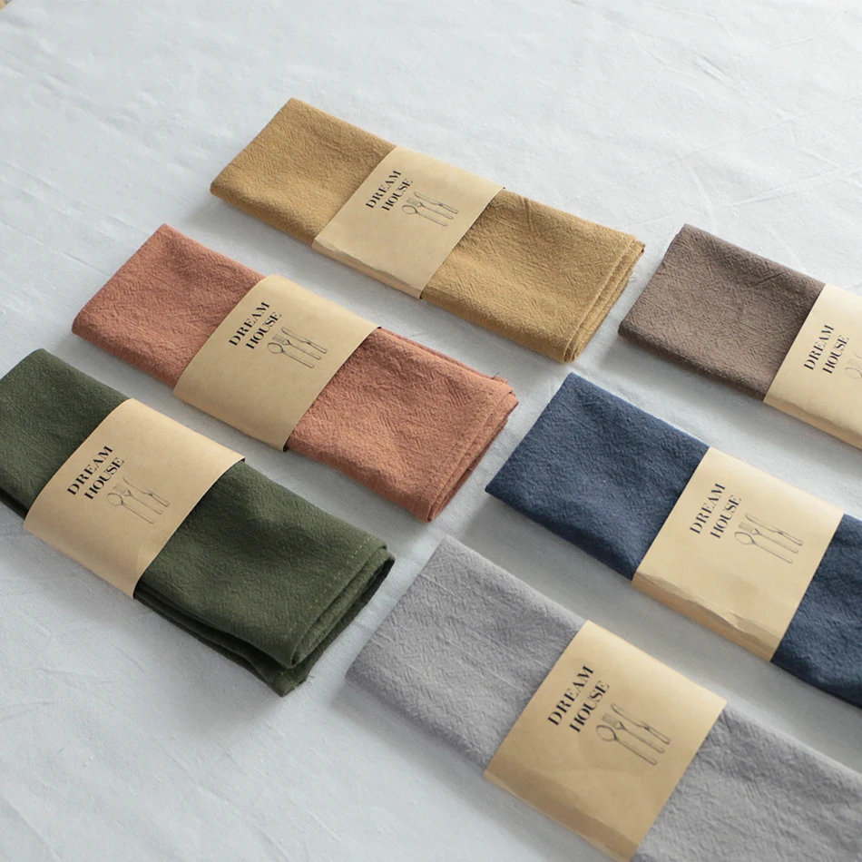 

6PCS Ramie Napkins, 30x45cm Reusable Cloth Table Mat,Kitchen Durable Flax Towel,for Dinning Wedding Party Decor