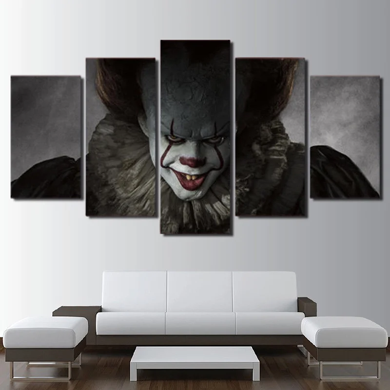 Картина на холсте 5 шт. Pennywise клоун IT страшный HD печать плакат картина спальня