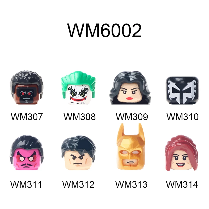 

WM307 WM310 WM312 WM6002 Bat Man Super Boy Mary Jane Waston Mister Terrific Figures Heads Bricks Building Blocks Toys For Kids