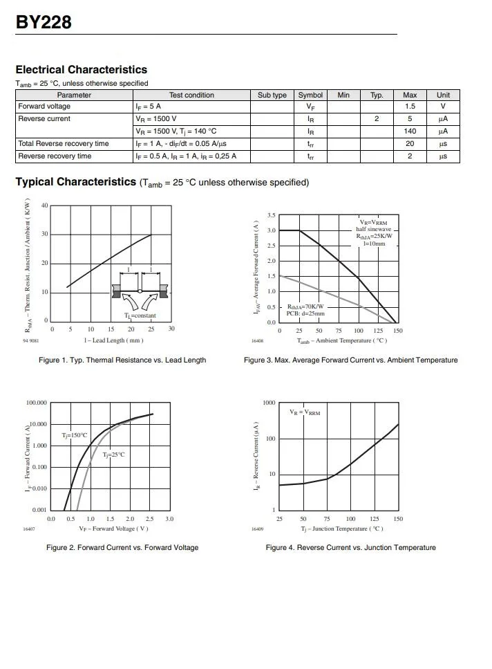 Диод из лавинного спекационного стекла BY228 BY228TAP BY228TR BY228-TAP BY228-TR SOD-64 - купить по