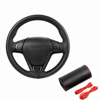 1 pcs diameter 38cm braid on steering wheel cover with needles and thread artificial leather for car