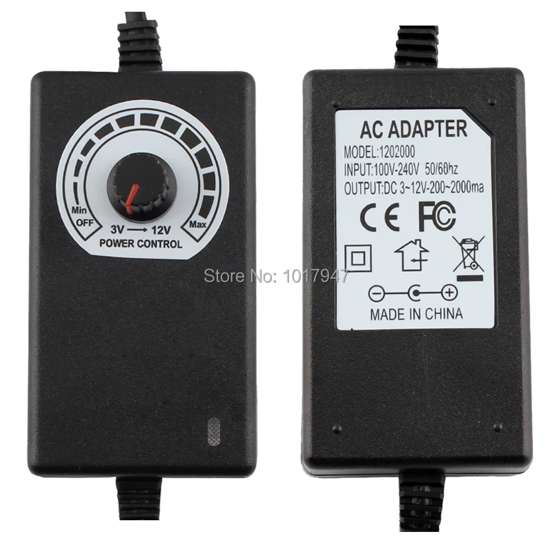Gdstime 24W 2A 3 V-12 V AC DC адаптер с регулируемой мощностью США штекер питания адаптер мотор контроль скорости части для монитора светодиодный свет