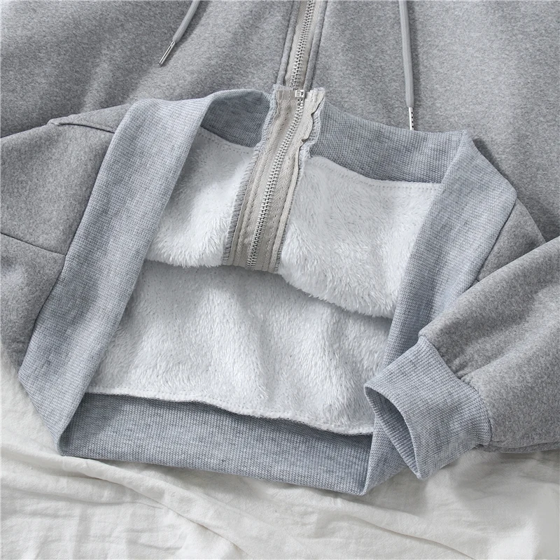 

Letter Print Hoodie Oversized Zipper Gothic Aesthetic Sweatshirt Casual Loose Winter Warm Hoodies for Women Streetwear Sudaderas