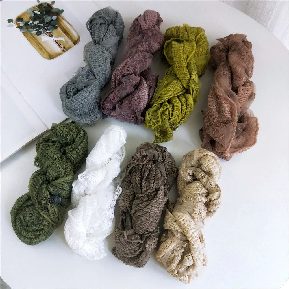 Весенние женские хлопковые треугольные шарфы осень-зима шаль с цветочным