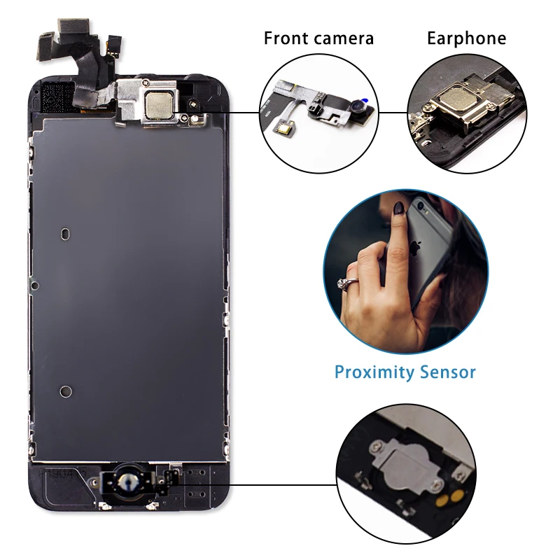 Черный/белый ЖК-дисплей Pantalla с фронтальной камерой + наушники кнопка Home для iPhone 5 5C