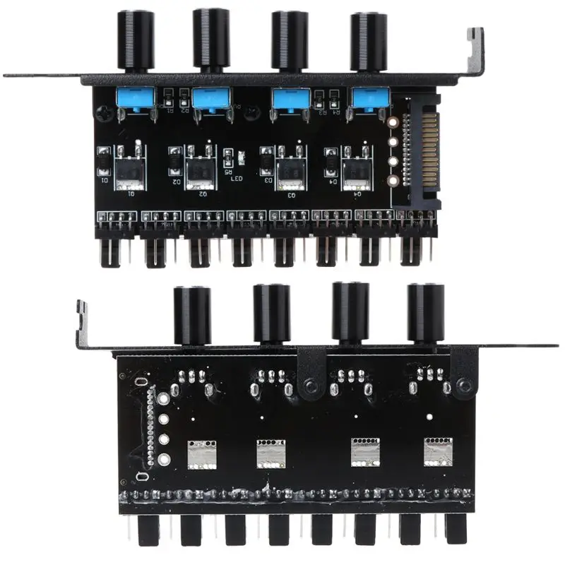 PC 8 Channels Fan Hub 4 Knob Cooling Speed Controller for CPU Case HDD VGA PWM PCI Bracket 12V Control Power Supply | Компьютеры и