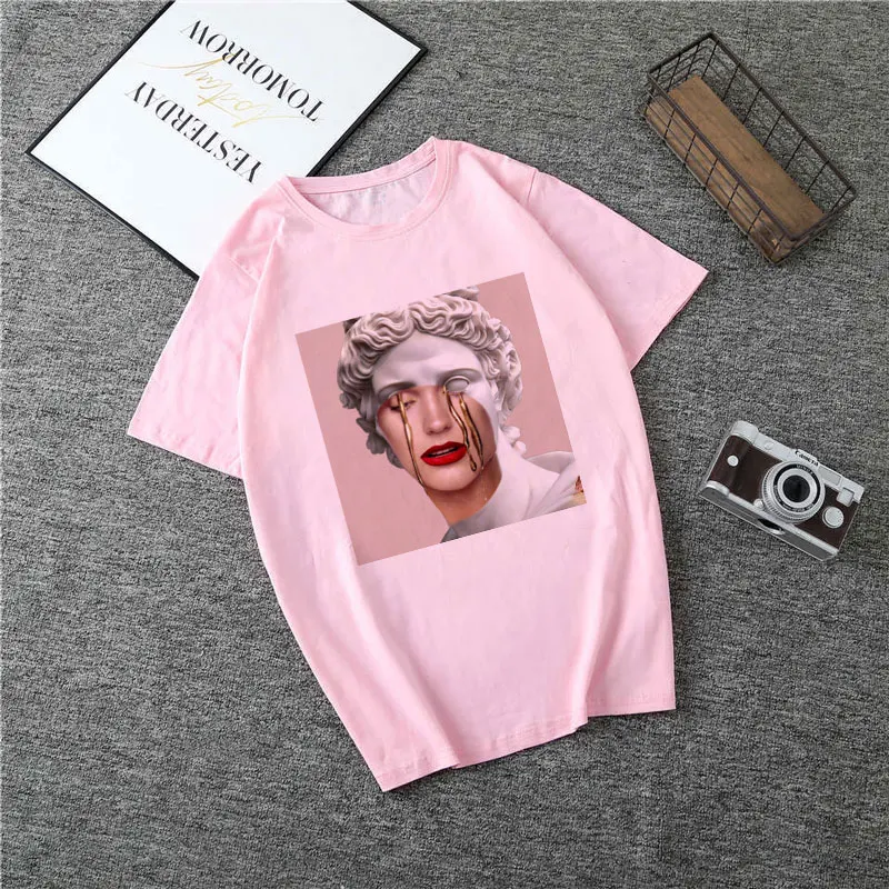 Poleras Mujer De Moda летняя футболка женская с принтом Медуза Vogue Harajuku футболка плюс размер Эстетическая Футболка Camiseta Mujer - Цвет: 3099-Pink