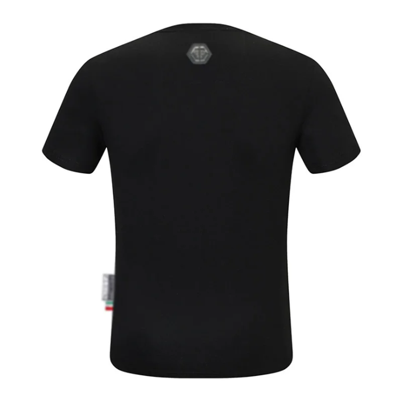 

Hip Hop summer short-sleeved men's round neck cotton philipp domineering personality Skull QP hot diamond plein Male Tees