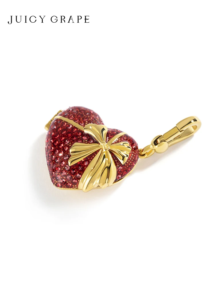 Красное сердце с бантом бриллиантовое ювелирное изделие подарок сочный виноград