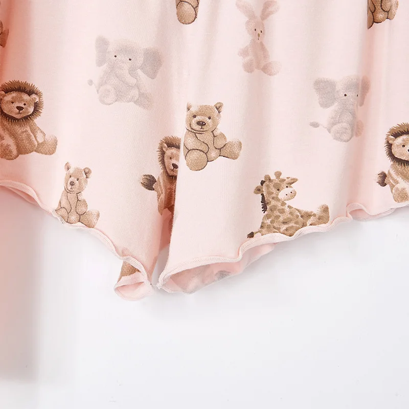 

Women Pajamas Japanese Sweet Lovely 2pcs Sleepwear Nightwear Female Short Sleeve Modal Pyjamas Suit Casual Cartoon Homewear