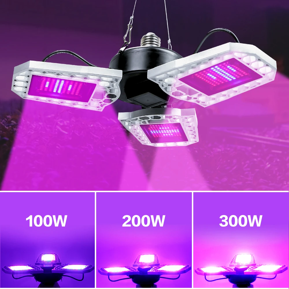 

220V LED Plant Grow Light E27 Full Spectrum Bulb E26 Hydroponic Lamp 100W 200W 300W Folding Fito Lamps For Phyto Growth Lighting