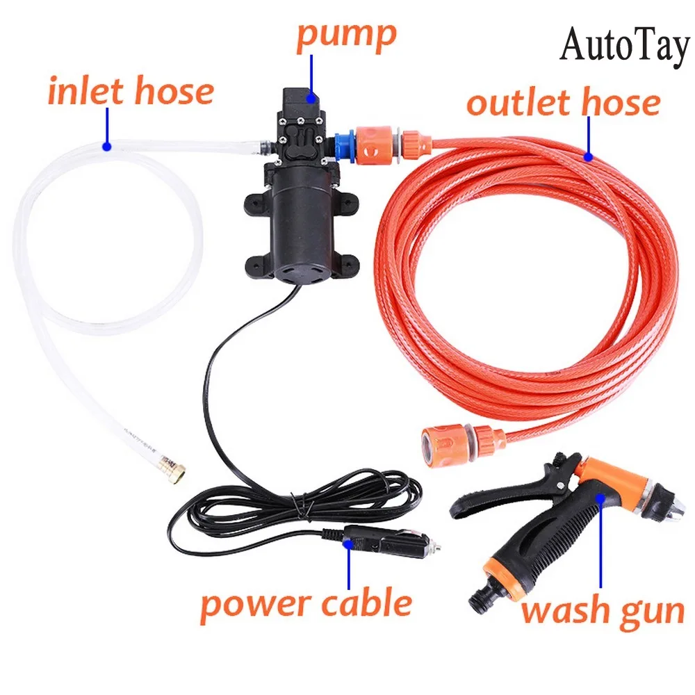 Скидка Пистолет для мойки автомобиля, портативный насос высокого давления для мойки автомобилей, 12 В