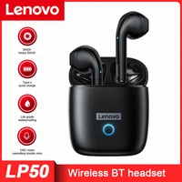lenovo lp50 wireless earphone with mic 9d stereo sound bluetooth compatible gaming earbuds for ios android