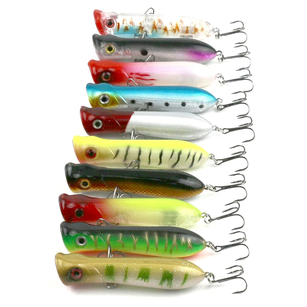 

50pcs Popper Lure 8cm 11.5g Fishing Lures Wobblers Trolling Top Water Bass Bait Isca Artificial