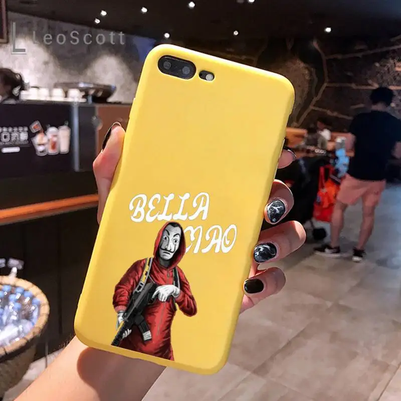 

Money Heist Phone Case Yellow Candy Color for iPhone 6 7 8 11 12 s mini pro X XS XR MAX Plus