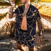 hawaiian mens printing set short sleeve summer casual floral shirt beach two piece suit 2021 new fashion men sets m 3xl
