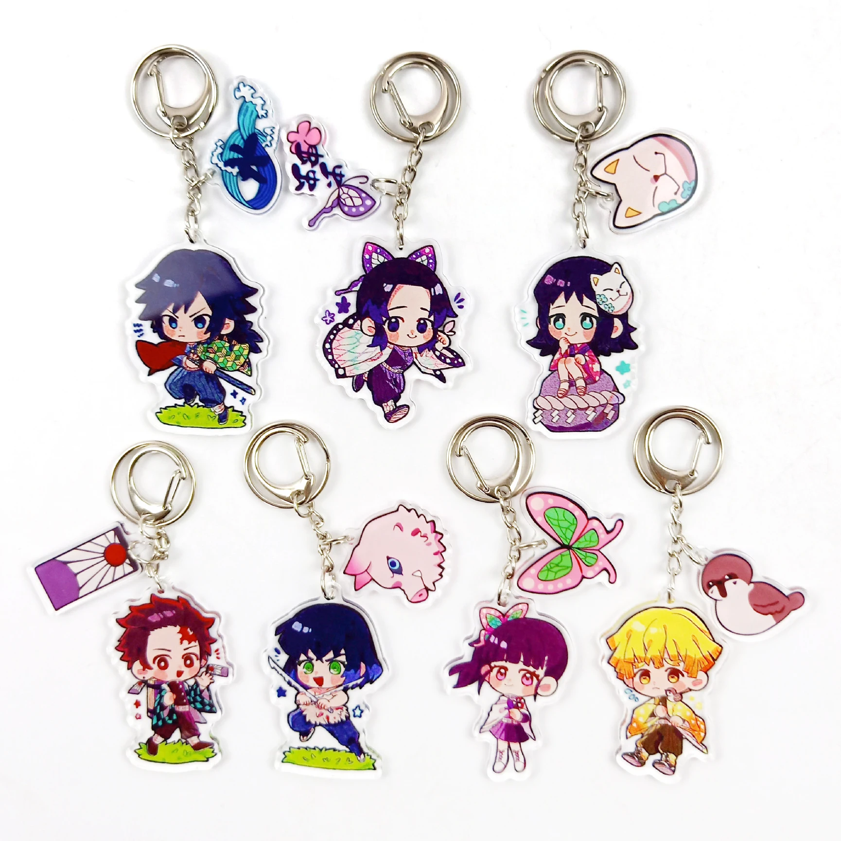 

New Anime Demon Slayer Kimetsu No Yaiba Keychain Tanjirou Kanawo Giyuu Shinobu Acrylic Keyring Blade of Ghost Pendant Key Chains