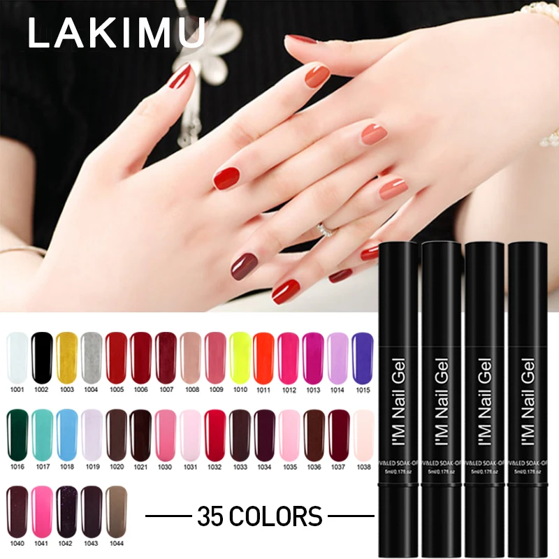 LAKIMU новинка полицветная ручка блестящий гель для ногтей гибрида 35 цветов легкое