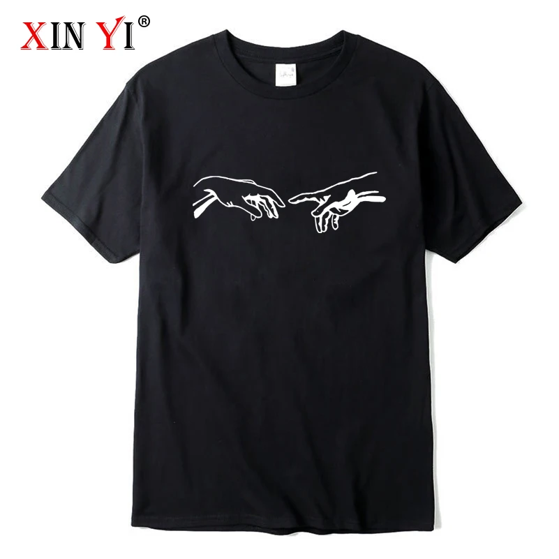 

XIN YI Men's T-shirt High Quality100%cotton Funny streetwear printing casual loose o-neck men short sleeve t-shirt male tee tops