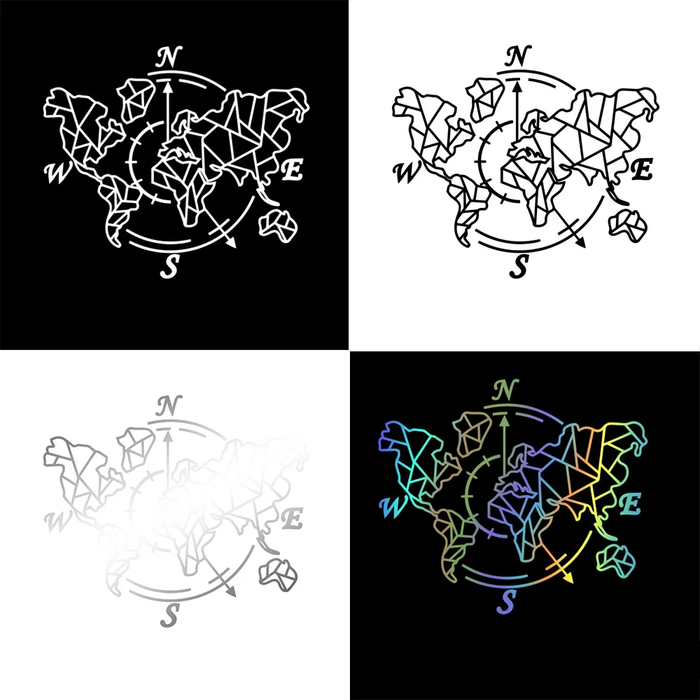 Виниловая наклейка для автомобиля на зеркало заднего вида с картой мира компасом