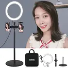 Кольцевой светодиодный светильник PULUZ 10,2 дюйма для селфи и прямой трансляции, двойной зажим для телефона и штатив, подставка для видеосъемки, комплекты светильников для YouTube, блоггер