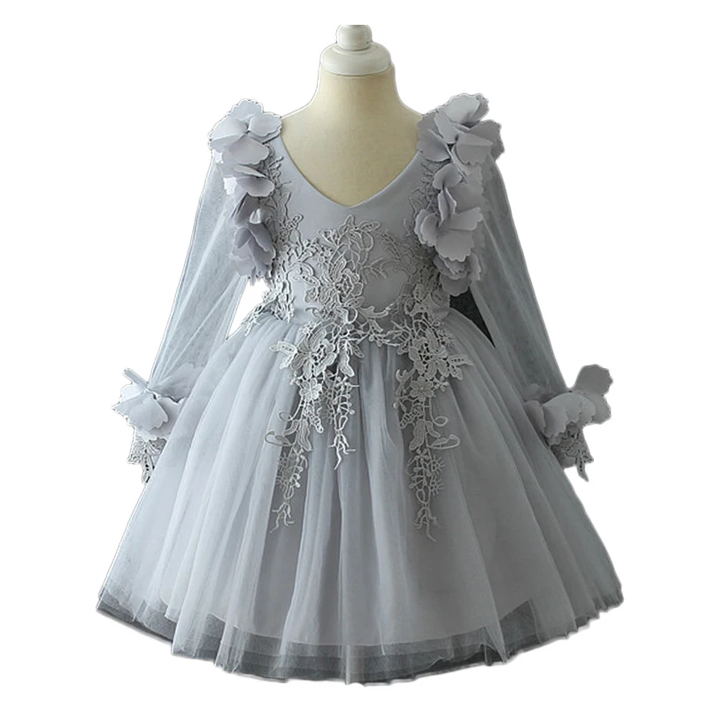 Baby Girl Dresses 2019 Embroidered Flower Fairy Mesh Princess spring girl beach floral dresses Long-sleeved children's clothing | Детская