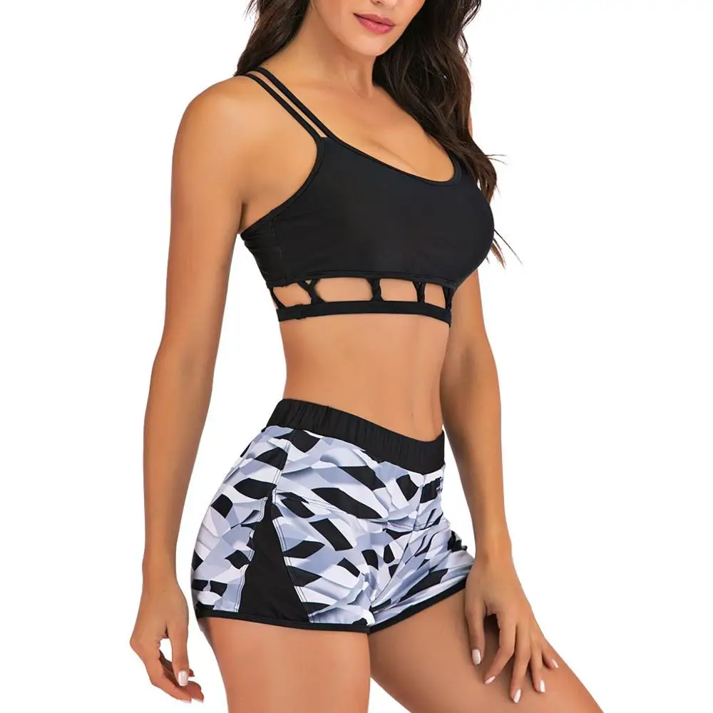 Женский комплект из двух предметов женский топ с оборками и бикини высокой