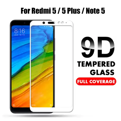 Защитное стекло 9D для Xiaomi Redmi Note 5 Pro 5 Plus