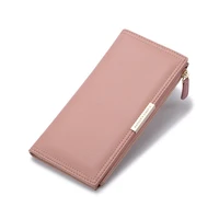 two fold long wallet for women korean fashion credit card holder with coin pocket clutch purse made of leather slim wallets