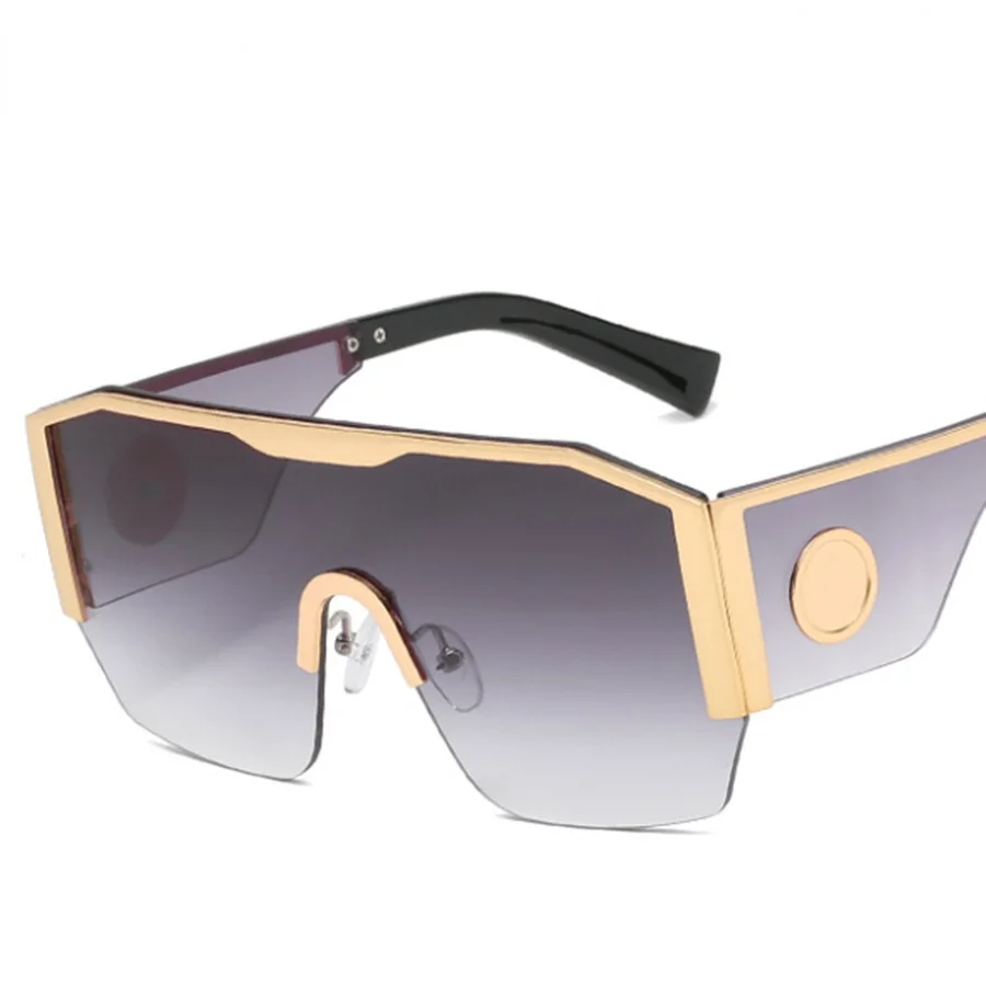 

Fashion Oversized Square Sunglasses For Women Big Metal Frame Retro Luxury Designer Sun Glasses UV400 Eyewear Shades
