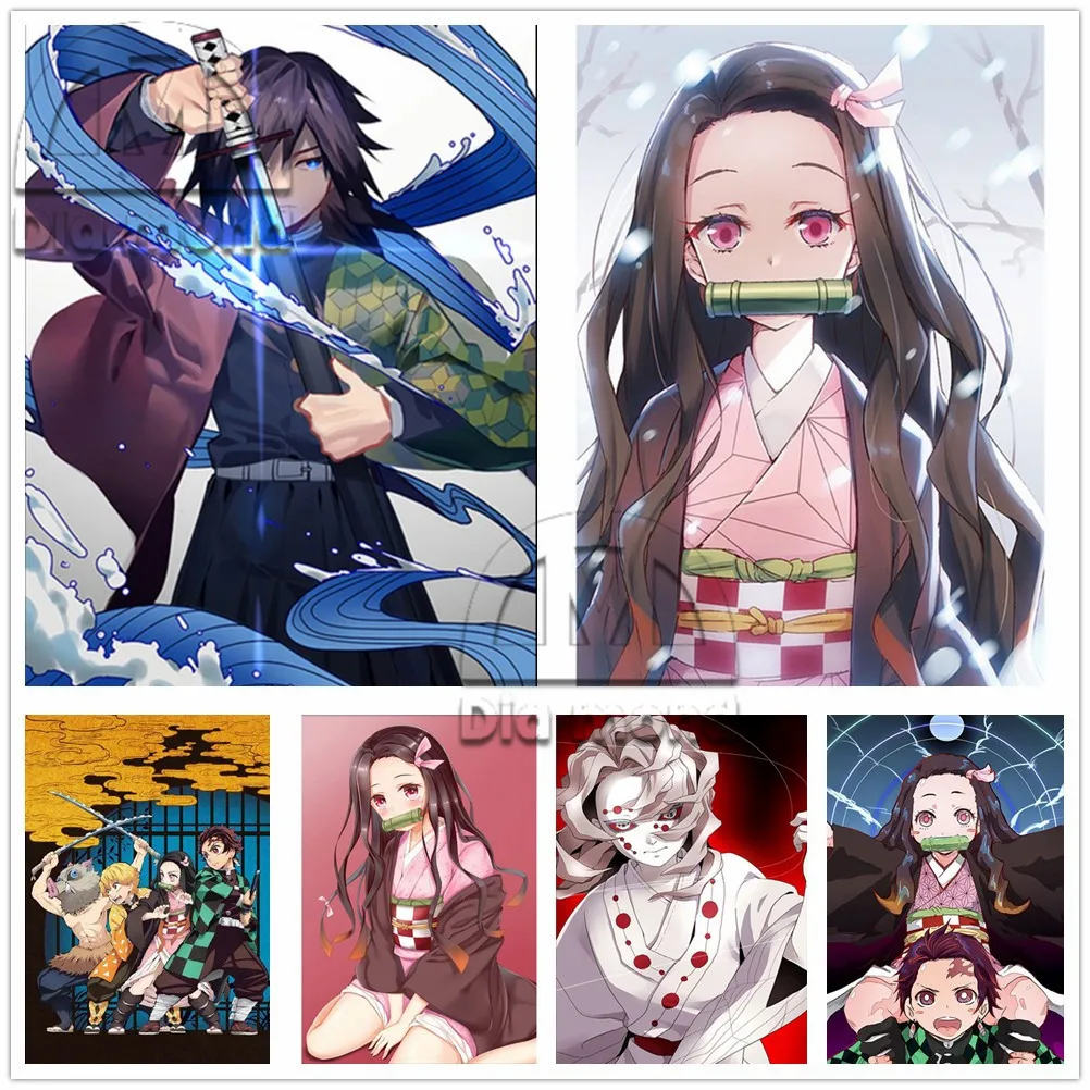 

Kimetsu No Yaiba аниме алмазная живопись своими руками рассекающий демонов мультфильм полная вышивка Алмазная вышивка Мозаика Искусство Декор ст...
