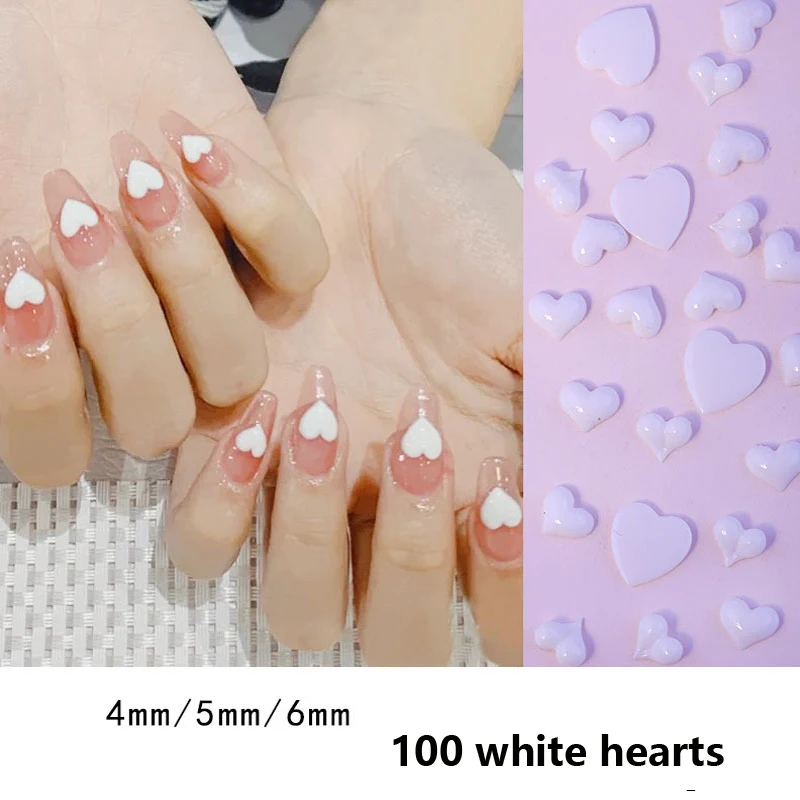 

100 white three-dimensional love nail art accessories flat high-gloss super flash mini nail decoration rhinestones
