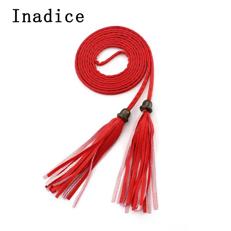 Inadice модный плетеный тонкий пояс женский изысканный с цепочкой аксессуары