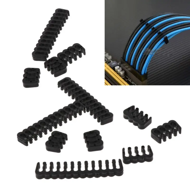 

12Pcs PP Cable Comb /Clamp /Clip /Dresser For 3.4-3.9mm Cables Black 6/8/24 Pin