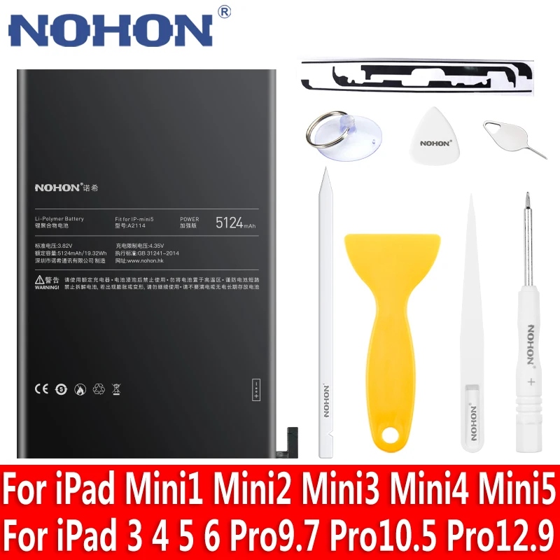 

NOHON Tablet Battery For iPad 6 Mini 5 4 3 Air 2 1 Pro 9.7 10.5 12.9 inch Mini5 Air1 Air2 Original Lithium Polymer Bateria A2133