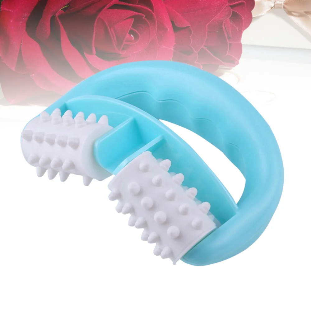 

Massager Manual Round Handle 2 Wheels Muscle Roller Massager (Blue)