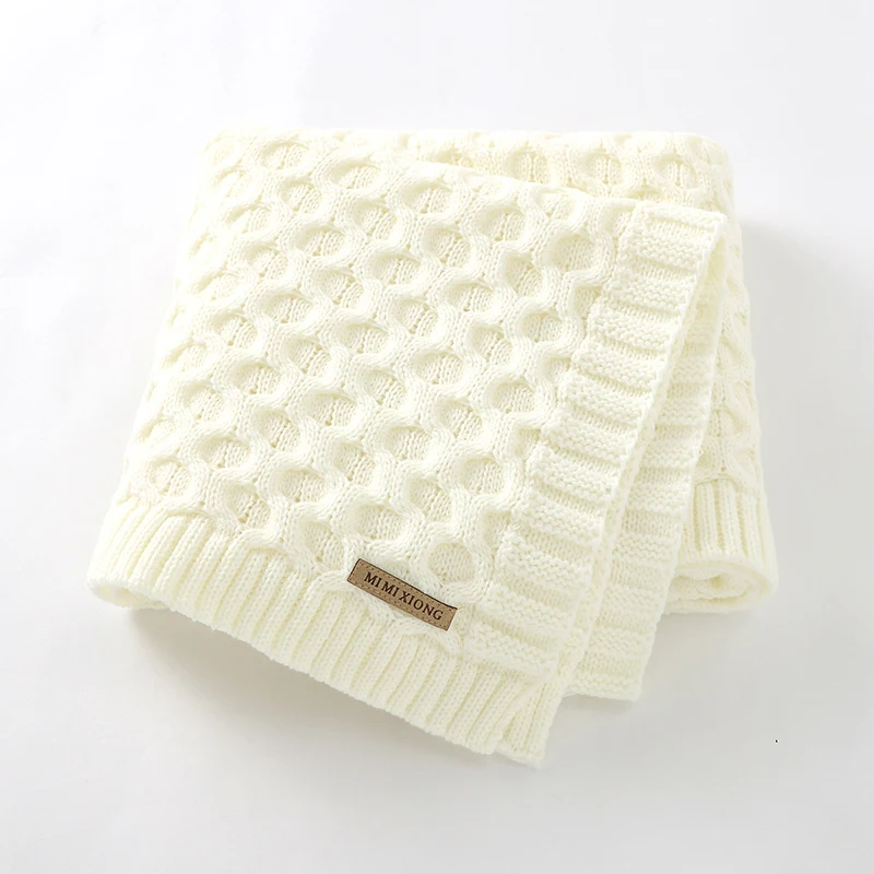 

Детские одеяла, однотонные вязаные пеленки для новорожденных, очень мягкие, для девочек и мальчиков, покрывало для сна на коляску 100*80 см