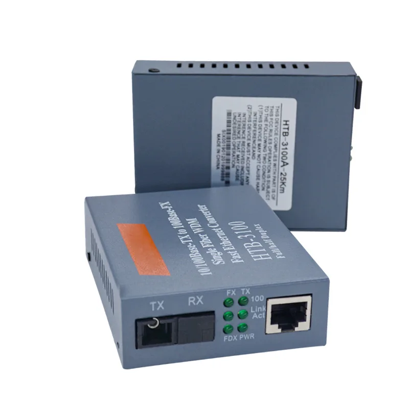 1 Pair 100MB Fiber Optic Transceiver NetLink HTB-3100 Single-Mode Single Fiber Transceiver 25km Photoelectric Converter
