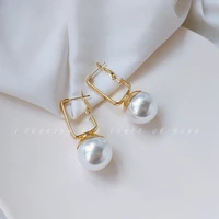 925 silver needle copper plated 14k real gold exaggerated large pearl pendientes 925 mujer earings pearl earrings stud earring