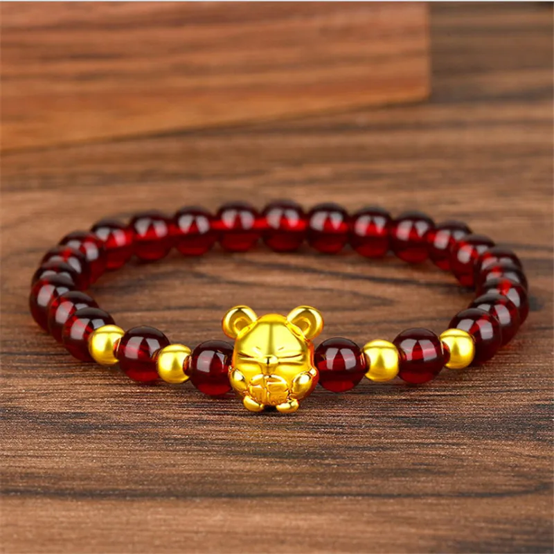 Новые золотые браслеты PIXIU для женщин и мужчин с бусинами пар приносит удачу