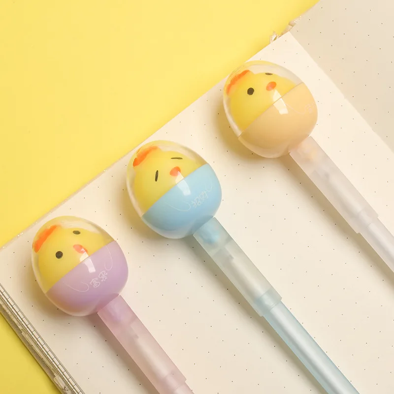

36 pcs/lot Creative Chick Gel Pen Decompression Egg 0.5mm black ink Signature Pens office school writing supplies gift