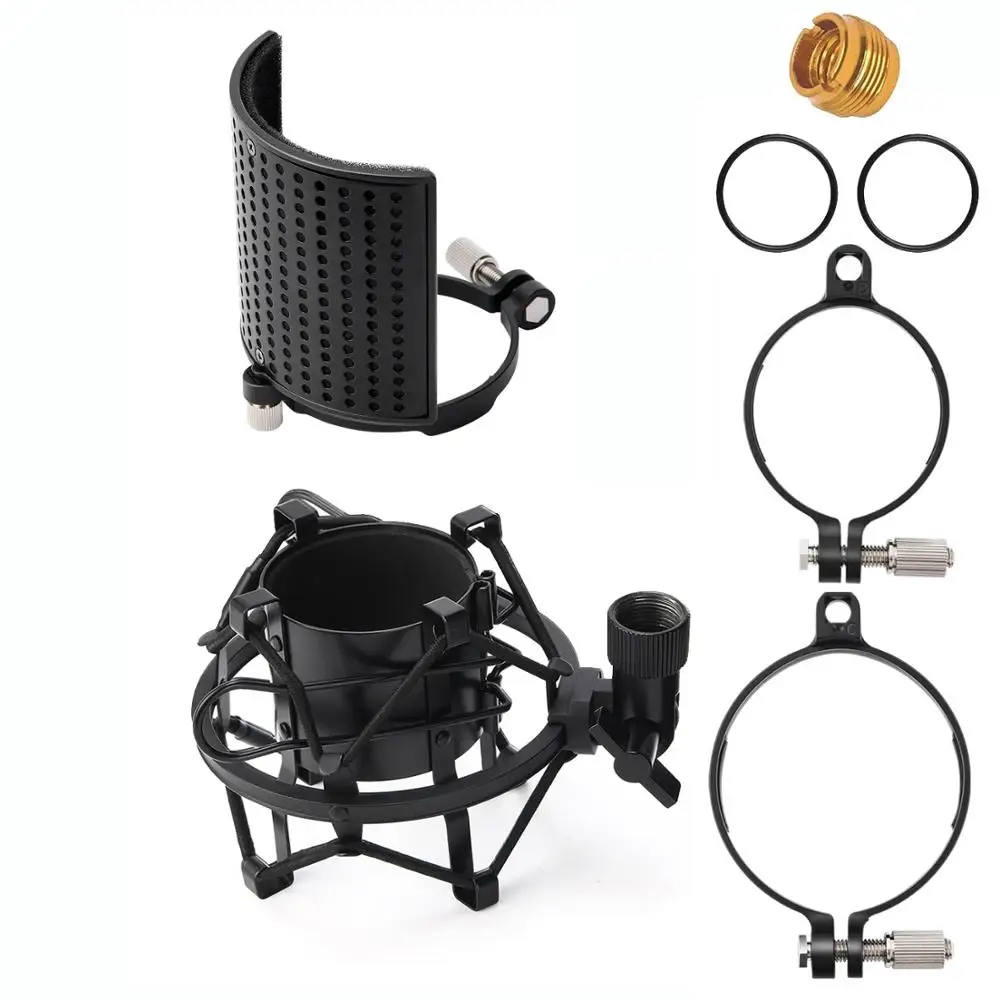 Moukey металлический микрофон ударное крепление 46-54 мм с поп-фильтром 46-70