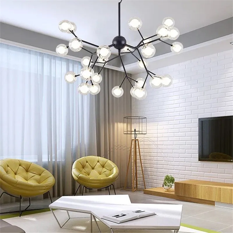 Northern Europe Living Room Pendant Post Modern Firefly Lamp Master Bedroom Glass ball Restaurant Clothing Store Magic Bean | Лампы и