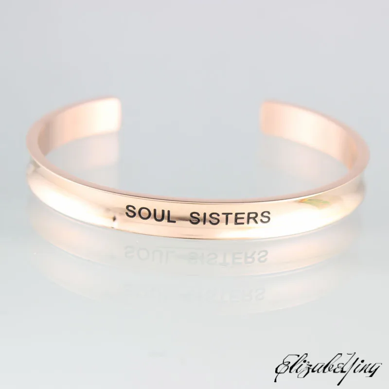 Модные родственная душа вдохновляющие 7 мм браслет из нержавеющей стали открытые